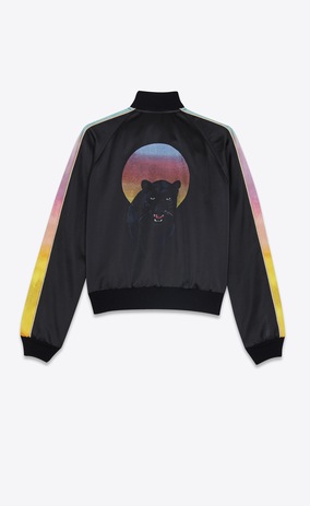 SAINT LAURENT Casual Jackets Woman TEDDY PANTHER jacket in black viscose and cotton a_V4